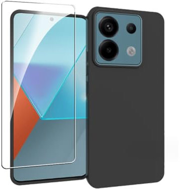 Bihizei Cover Compatibile con Xiaomi Redmi Note 13 Pro/Poco X6 5G + 1 Vetro Temperato Protezione Schermo, Sottile e Antiurto con Rivestimento in Microfibra AntiGraffio,Nero