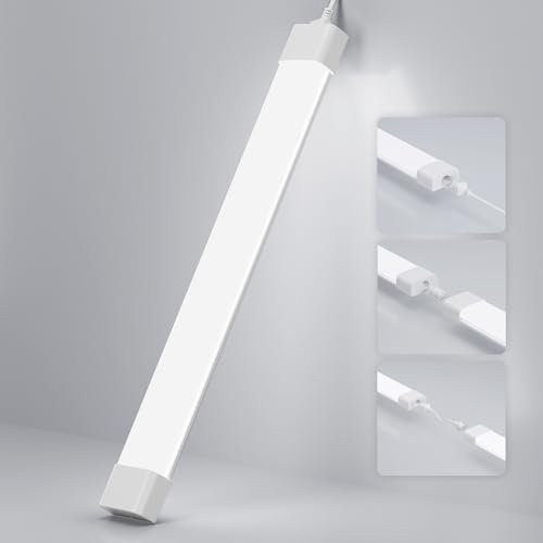 Amdelne Feuchtraumleuchte LED 150cm, 45W 5000LM LED Neonröhre, Kalteweiß 6000K Feuchtraumlampe, IP65 Wasserfest Wannenleuchte, Werkstattlampe, Kellerleuchte, Deckenleuchte für Büros Lager Garage