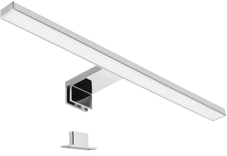 LIGHTWORLD24 Lampe de miroir LED 50cm, lampe de salle de bain, lampe de maquillage, lampe de salle de bain, éclairage de placard, lampe à pince, blanc neutre, 230V, 650LM, IP44, 7W