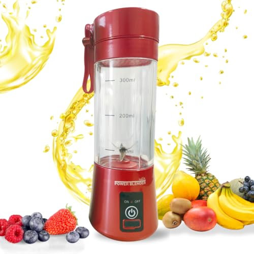 STARLYF Batidora de vaso portatil Power Blender, Sin cable, Batidos y zumos, Licuadora instantanea, Batidos proteícos, rápido, fácil de usar, Batidora personal para Smoothies y Batidos (Rojo)