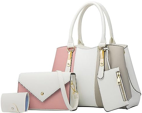 Taschen & Hüllen Für Modische Damen-Umhängetasche aus vierteiligem, Clutch-Geldbörse, Retro-Tasche Diebstahl Taschen Herren (White, One Size)