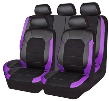 9 Stück Auto Leder Sitzbezüge für Dacia Jogger 2022-2024, Allwetter Autositzbezüge rutschfest Wasserdicht Atmungsaktiv Schonbezug Zubehör,D Purple