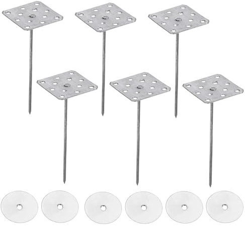 PATIKIL 2,4 Pouces Épingles d'Isolation Perforées avec Rondelles, Lot de 80 Clous Isolants en Aluminium pour Fixer des Panneaux en Mousse au Mur Ou au Plafond