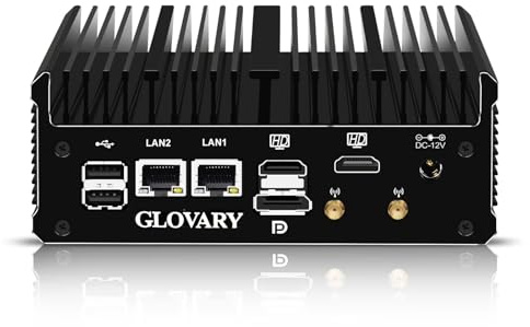 Glovary Fanless Mini PC N100, 2 x 2.5GbE LAN Industrie PC Win11 Pro, 4K 2HD DP 3 Display Home Office Mini Computer, 8GB RAM 128GB NVMe SSD, 2RS232 COM, 5USB, TypeC Port, WiFi, BT