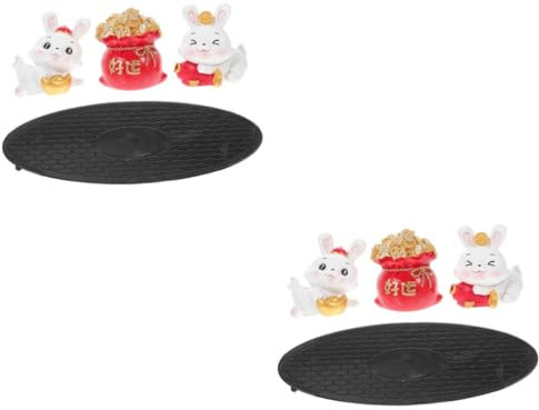 PRETYZOOM 2 Set anno della decorazione dell'auto del coniglio figurine di conigli in miniatura ornamento cruscotto animale kawaii auto gadget cars gadget arredamento decorazione da tavolo