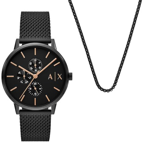 Armani Exchange Orologio Analogico al Quarzo Uomo con Cinturino in Acciaio Inossidabile AX7162SET