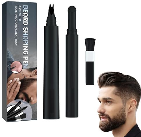 Juego de rotuladores para rellenar barba, lápiz de relleno para barba, fácil de rellenar y definir tu barba con lápiz engrosador de barba, juego de pluma para bigote y cejas
