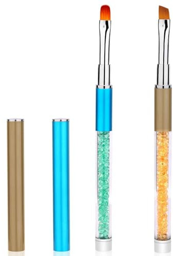 2pcs Nail Clean Up Brushes, Round & Angled Head Pen Painting Tools for Nail Design & Polish Mistake Cleaning