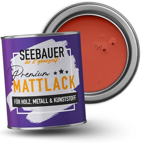 SEEBAUER diy Mattlack Orange 750ml für Innen & Außen (No. 342 Sun Fire) Möbelfarbe ohne Schleifen - Hybrid-Lack für Holz, Metall, Kunststoff - Holzlack, Möbellack hohe Deckkraft