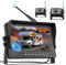 Fuluku Telecamera Posteriore Digitale Senza Fili Set con 9'' HD Monitor, 2 Grandangolo Impermeabile Visione Notturna Telecamera Targa, per 12V 24V Auto/Camion/Auto/Pickup/SUV/Furgone/Camper