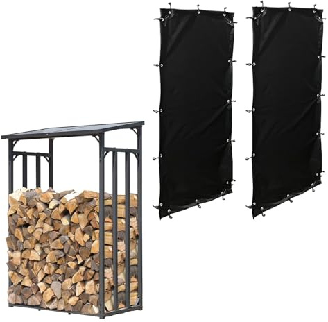 GeluEla Kaminholzregal Abdeckung Wasserdicht, Abdeckung für Holzregale, Wetterschutz für Kaminholzregal, 2 Seiten für Kaminholzregale, 66x148 cm, Kamin holzunterstand für Garten Terrasse