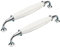 RSWZSFL 2 Pièces Poignées en Céramique Poignées de Tiroir Vintage Poignées de Porte d'armoire avec Vis Poignées de Meubles en Alliage de Zinc pour Cuisine (Bright Chrome+White,Pitch:160mm)