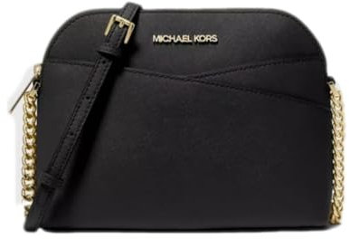 Michael Michael Kors Jet-Set Damen-Handtasche, Leder, mittelgroß, gewölbt, Schwarz Gold