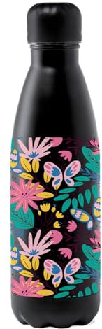 Docliick - Botella agua deportiva Acero Inoxidable, Térmica 790ml, botella con dibujos originales exlusivos y frases motivadoras. Cantimplora Aislamiento Doble Pared.Dibujo de Mariposas y Flores