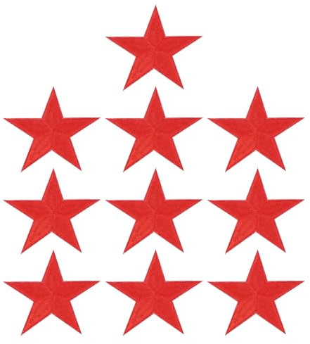 PATIKIL Star Iron-on Patches, 10 Pcs Sew on Star Embroidered Patches Appliques Embellishments for Clothing Jackets Hat Backpack Repairing Decorations, Red, 3 x 2.8