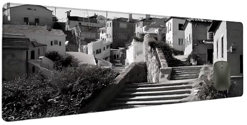 Mouse Mat Black Mouse Pad Large 600x300mm Landscape Desk Mat, Mousepad Office Keyboard Desk Accessories, Gaming Mousepad Waterproof Anti-Slip Rubber Base Stitched Edges Mousemat Gaming Office X-7