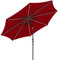 Outsunny Sombrilla Terraza Exterior con Luces LED Solares Ø292x252 cm Sombrilla de Jardín con Inclinación Ajustable hasta 45° Impermeable y Manivela Parasol para Patio Piscina sin Base Burdeos