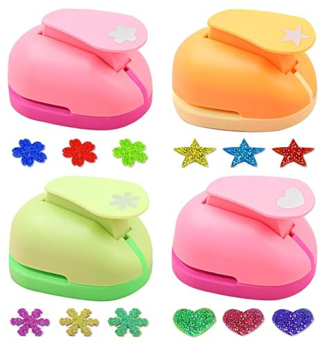 Motivstanzer Set, 4 Stück Papierstanzer Set, Motivlocher Ausstanzer Stanzer Set, Papier Ausstanzer Motivlocher, Herz Kirschblüte für Papier DIY Scrapbook Fotoalbum Handwerk