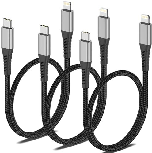 PEAKLIFT USB C to Lightning Cable Short 60CM, 3Pack [Mfi Certified] USBC iPhone Charger Cable Short 0.6M Nylon Braided PD Fast Charging Lightning Cord Lead for iPhone 14 13 12 11 Pro Max X XS XR