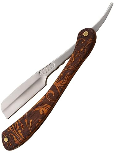 BESTYASH Rasoir Lame Homme en Acier Inoxydable Design Sûr et Contrôle Précis, Porte-lames à Barbe Vintage en Bois pour Usage Quotidien à Domicile ou Professionnel