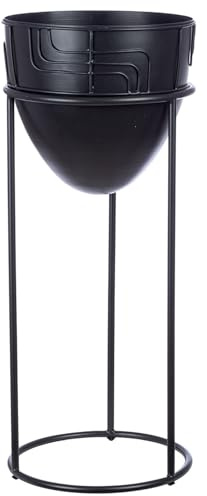 GILDE Übertopf Labyrinth aus Metall - matt schwarz - Höhe 57cm x Ø 24cm - Dekoration
