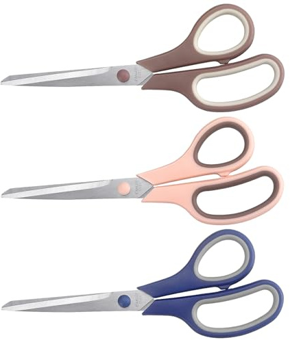 LONGKEY 8.5 Pastel Scissors 3-Pack, Ultra Sharp Stainless Steel