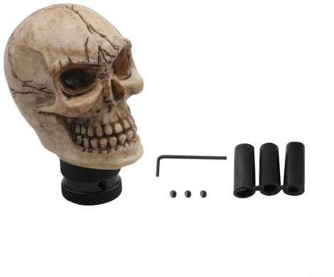 Anpassbarer Totenkopf-Schaltknauf für Auto, auffälliges Schalthebel-Zubehör (grau)