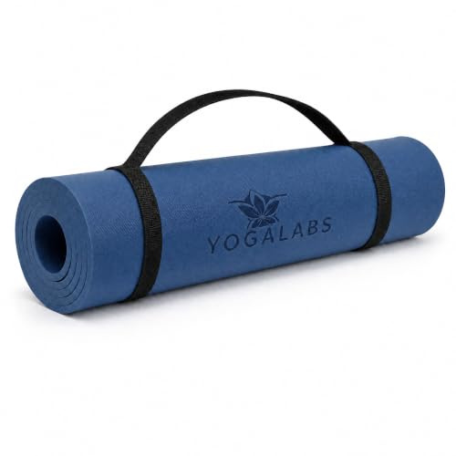 YOGALABS Yoga Matte ECO TPE rutschfest, 185 × 60 cm, 6 mm | Leichte Gymnastikmatte mit Tragegurt und angenehmer Dämpfung – als Fitnessmatte für Pilates, Training, Studio & unterwegs