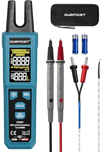 DURFICST Pinza Amperometrica TRMS 4000 Conteggi, con AC/DC 200 A & 600 V