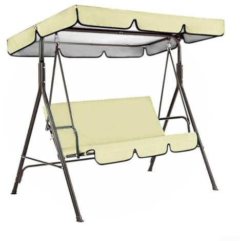 Wetterbeständiges Ersatz-Baldachin Set für Gartenschaukelstühle 3-Sitzer Schaukelbezug mit passenden Stuhlbezügen aus wasserdichtem Oxford-Tuch (Beige)