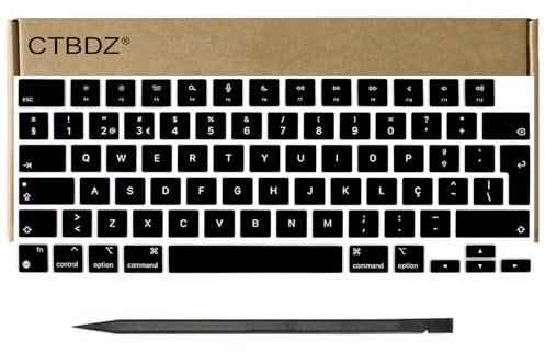 Teclas de repuesto para MacBook Pro/Air (M1 M2 M3 M4) 13'' 14'' 15'' 16'' A2442 A2485 A2991 A2992 A2779 A2780 A3113 A3185 A3186 A2681 A2941 A3401 A3403 (2021-2025) (Negro, Portugués)