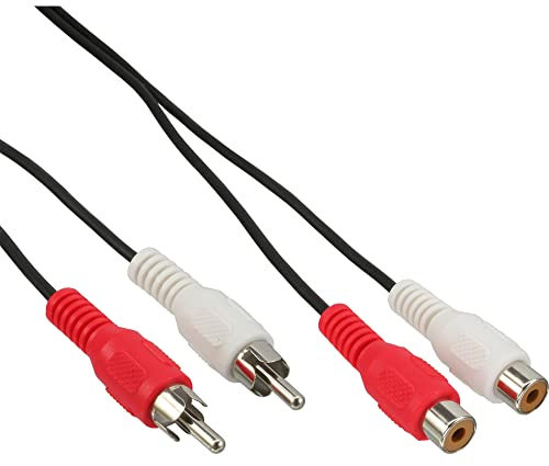InLine 2.5m 2x RCA M/FM - cables de audio (2,5m, 2 x RCA, Macho/hembra) Negro, Rojo, Color blanco
