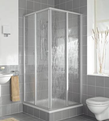 Kermi Nova 2000 Eckeinstiegshälfte, 2-teilig silber matt; Kunstglas Fontana; ...