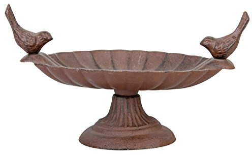 Esschert Bird Drinking Trough (24x15x13 CM) - Iron, Bird Motif, Stand