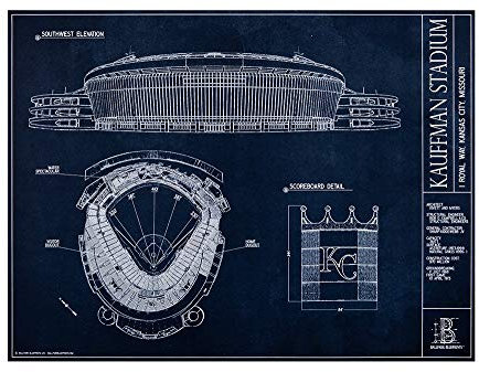 Kauffman Stadion Blueprint Style Druck (ungerahmt, 45,7 x 61 cm)