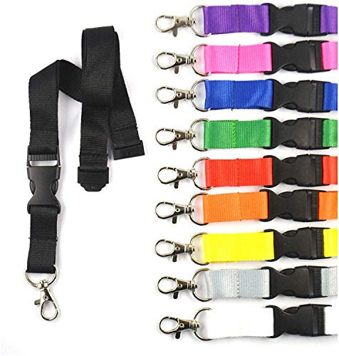 10 Stück unbedruckte Schlüsselbänder, Schlüsselband Lanyard neutral ohne Druck 20 mm breit, Steckverschluss Sicherheitsverschluss (grau)