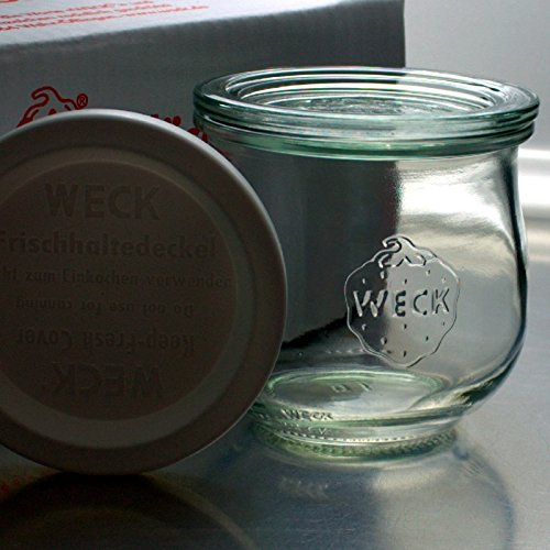 6 Weck Einkochgläser Tulpenform 370ml RR80 mit Glasdeckel und Frischhaltedeckel im Original Weck Karton (Mit Glasdeckel und Frischhaltedeckel)
