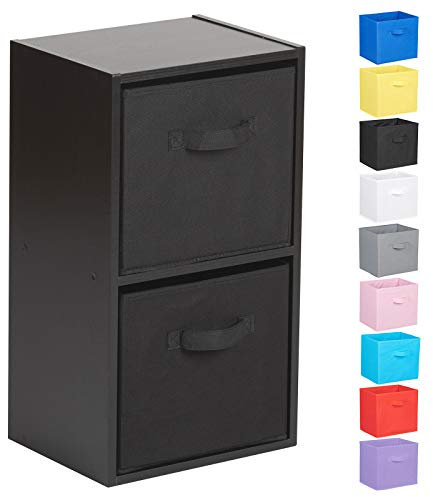 Hartleys 2 Tier Black Cube Unit - Black Storage Boxes
