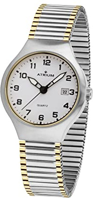 Atrium Damen-Armbanduhr Analog Quarz Edelstahl 5 bar Datum Leuchtzeiger Flexband Bicolor A27-64