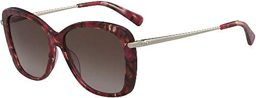 Longchamp Unisex LO616S Sunglasses, 253 Marble Brown Red, 56