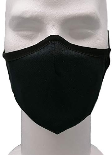 Ypm Mascherina Nera, Lavabile, in Tessuto 3 Strati, Made in Italy, Filtrante, Idrorepellente, con 1 Filtro Monouso. Misura adulti
