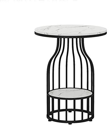 Mesa Juan 2 Nivel De Mármol Redonda Pequeña Sala De Estar Plancha Sofá Lateral Pequeño Rincón del Espacio Snack-Tabla Dormitorio Mesita De Luz, 50x60cm (Color : White)