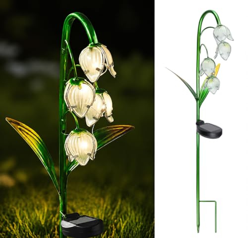 MUMTOP Solar Garden Lights Outdoor, Lily of the Valley Flower Stake | Solar Powered Garden Decor for Lawn Patio Pathway, Waterproof Decorative Landscape Lights for Yard, Flower Bed and Courtyard