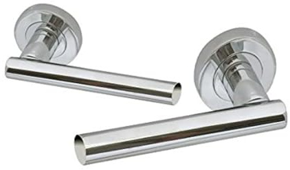 Haven Heritage Door Handle Polished Chrome Straight T Bar Lever on Rose