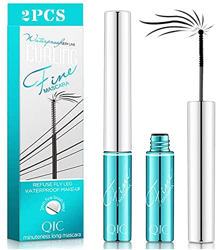 2 Stück Ultra Fine Black Mascara,Skinny Mascara,Fängt winzige Wimpern auf,Kein Verklumpen,Lang anhaltend,Voluminöse Wimpern(2,5mm Durchmesser)