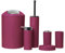6tlg Badset Badezimmer Zubehör Set Organizer: Seifenspender, Zahnputzbecher, Kosmetikeimer, WC Bürste und Halter, Seifenschale, Mülleimer, Zahnbürstenhalter, Badgarnitur (Magenta Design 2a)