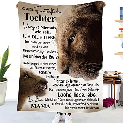 Kuscheldecke Personalisierte Decke An Meine Tochter,Mutter für Töchter Deutsche Nachricht Briefdecke Positiv Ermutigen Wohndecke für Couch Bett Tv-Decken Geschenk(Mutter zu Tochter H,150×200cm)