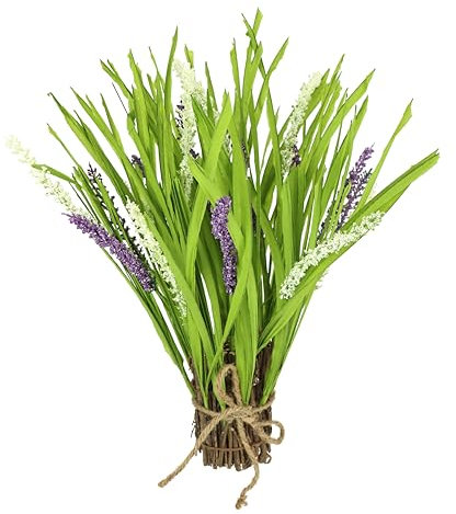 Künstlicher Grasbusch mit Lavendel Grasbund Lavendelblüten Kunstgras Büschel Bündel Stehgras Blüten Grasarrangement Deko Kunstpflanze Grasbündel Grünpflanze Pflanze Ziergras Gräser Sträucher