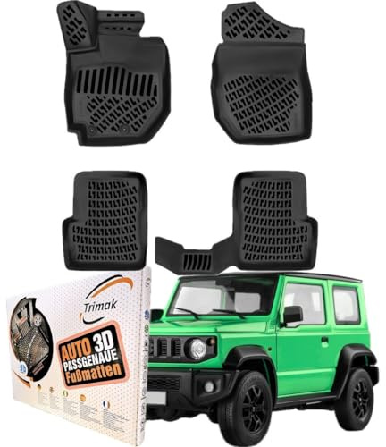 Trimak 3D Fussmatten für Suzuki Jimny 2.Gen ab 2018 | Gummimatten aus TPE Gummi, Passgenau, Wasserdicht, Hoher Rand, Rutschfest, Leicht zu Reinigen