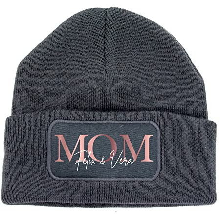 Personalisierte Mütze mit Kindernamen, MOM, DAD, Winter Herbst Outfit, Geschenk Weihnachten Geburtstag, für Erwachsene oder Kinder